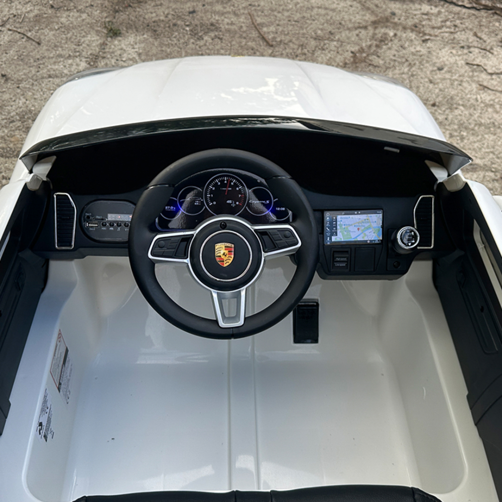 Masinuta electrica pentru 2 copii, Porsche Cayenne XXL, cu roti moi si scaun tapitat, 180W, 12V,  alba [19]