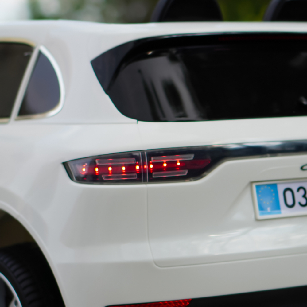 Masinuta electrica pentru 2 copii, Porsche Cayenne XXL, cu roti moi si scaun tapitat, 180W, 12V,  alba [18]