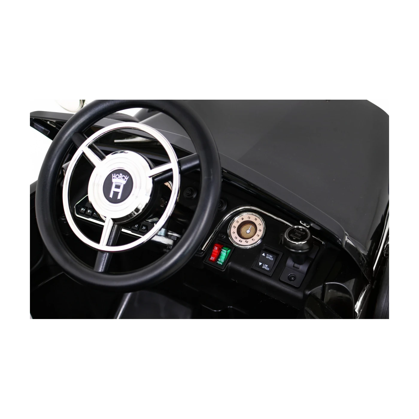 Masinuta electrica pentru copii Audi Horch 930V, putere 110W, echipare Premium, cu scaun pentru adult, negru cu argintiu [11]