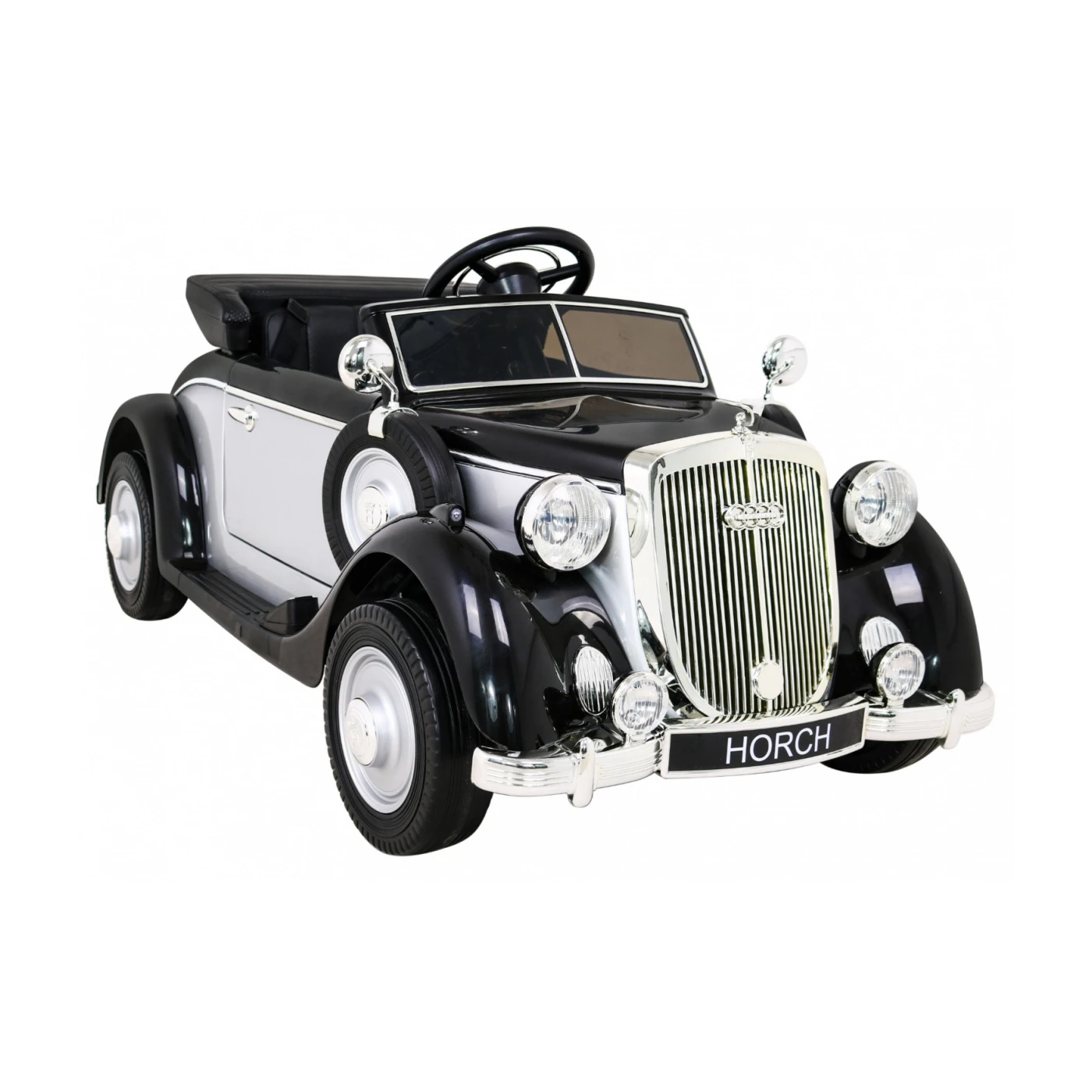 Masinuta electrica pentru copii Audi Horch 930V, putere 110W, echipare Premium, cu scaun pentru adult, negru cu argintiu [13]