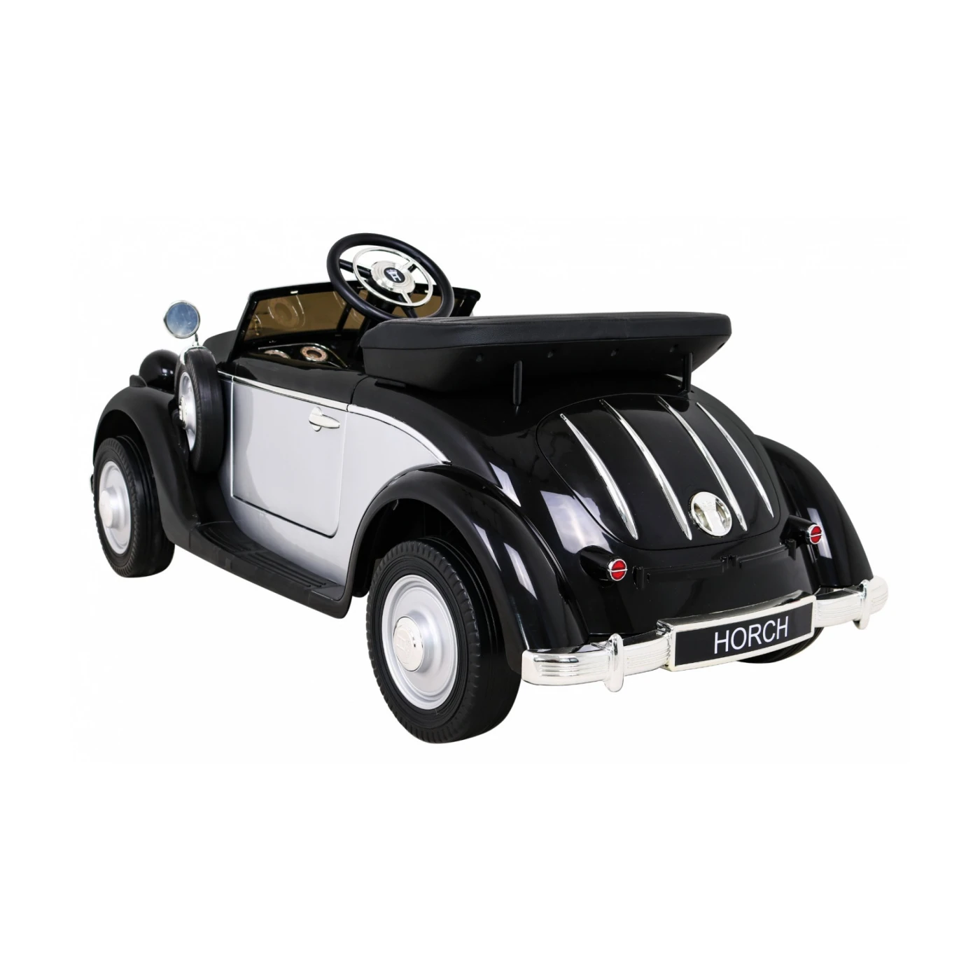 Masinuta electrica pentru copii Audi Horch 930V, putere 110W, echipare Premium, cu scaun pentru adult, negru cu argintiu [5]
