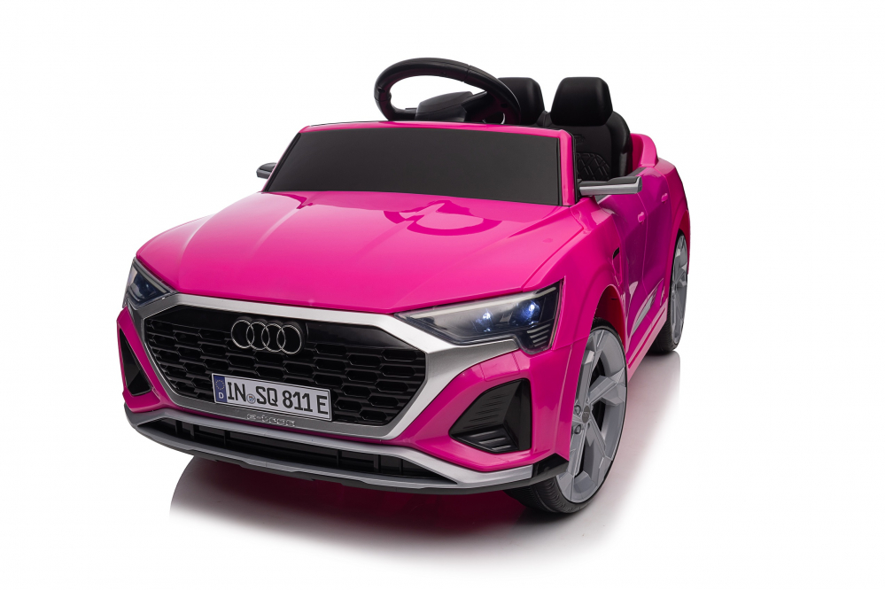 Masinuta electrica pentru fetite, Audi SQ8 70W 12V cu roti moi si scaun tapitat, telecomanda, roz