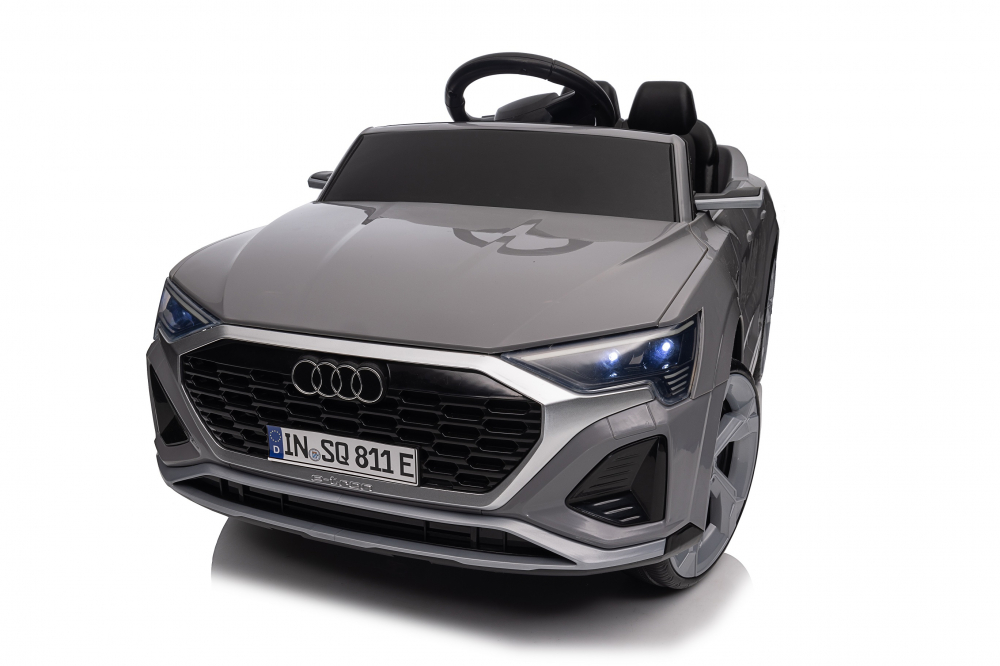 Masinuta electrica pentru copii, Audi SQ8, 70W, 12V, roti moi si scaun tapitat, gri