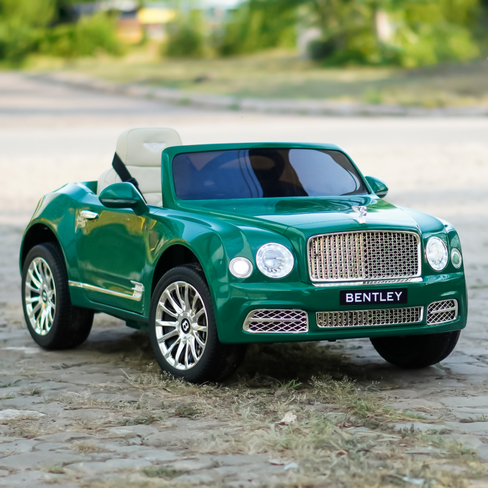 Masinuta electrica pentru copii Bentley Mulsanne 90W cu roti moi si scaun tapitat, verde [15]