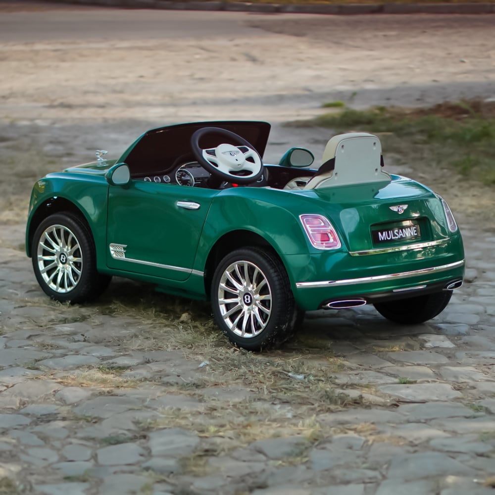Masinuta electrica pentru copii Bentley Mulsanne 90W cu roti moi si scaun tapitat, verde [8]