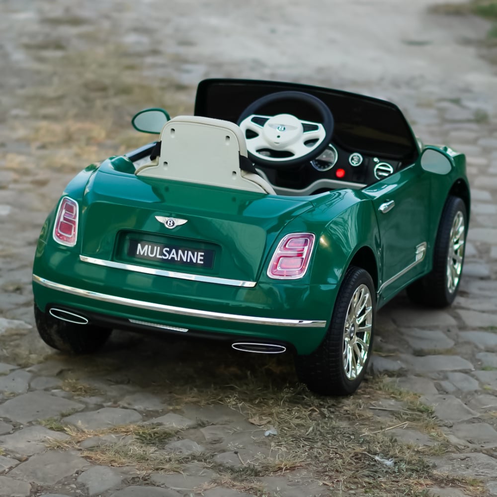 Masinuta electrica pentru copii Bentley Mulsanne 90W cu roti moi si scaun tapitat, verde [11]