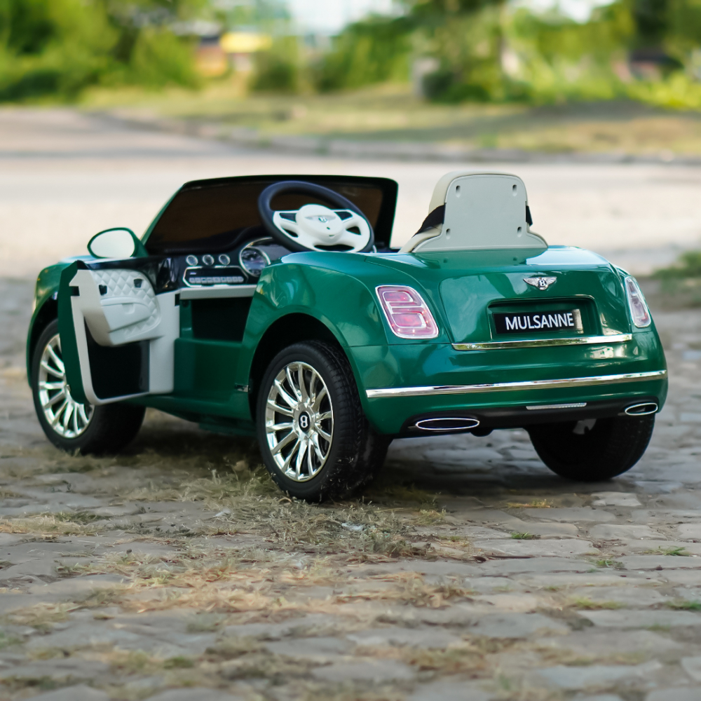 Masinuta electrica pentru copii Bentley Mulsanne 90W cu roti moi si scaun tapitat, verde [9]