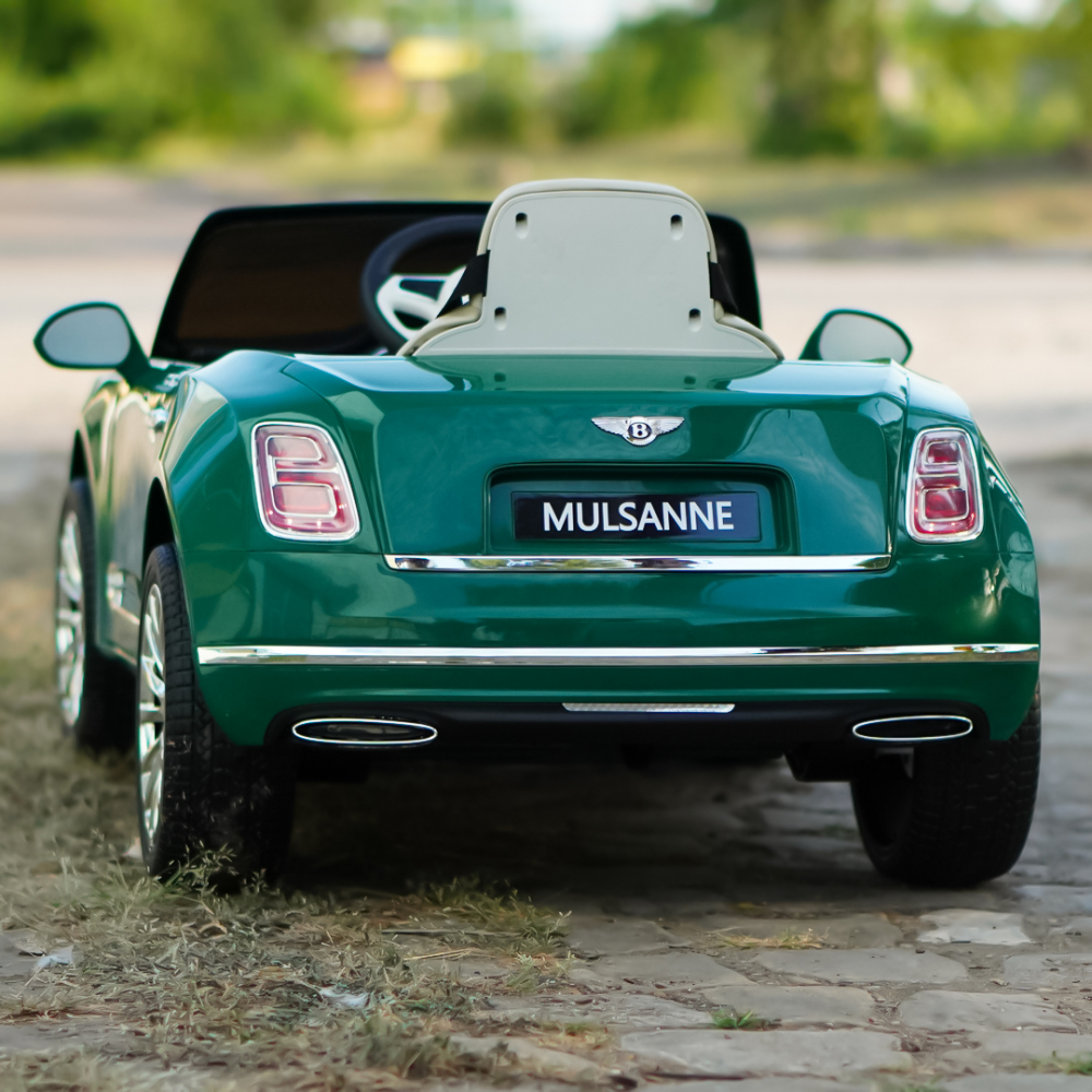 Masinuta electrica pentru copii Bentley Mulsanne 90W cu roti moi si scaun tapitat, verde [10]