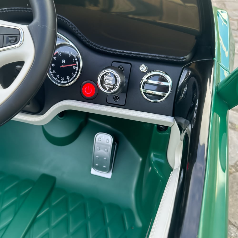Masinuta electrica pentru copii Bentley Mulsanne 90W cu roti moi si scaun tapitat, verde [20]