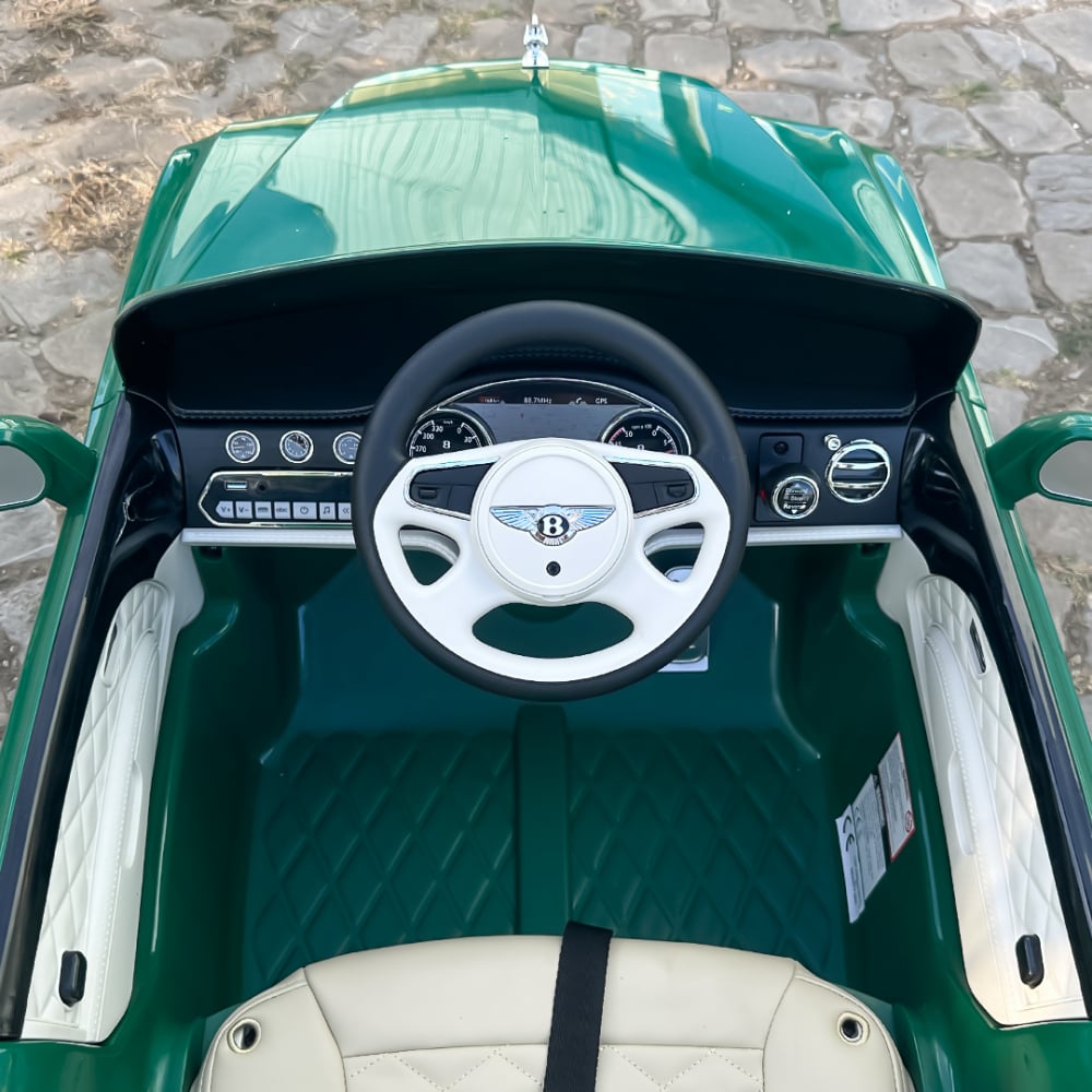 Masinuta electrica pentru copii Bentley Mulsanne 90W cu roti moi si scaun tapitat, verde [19]