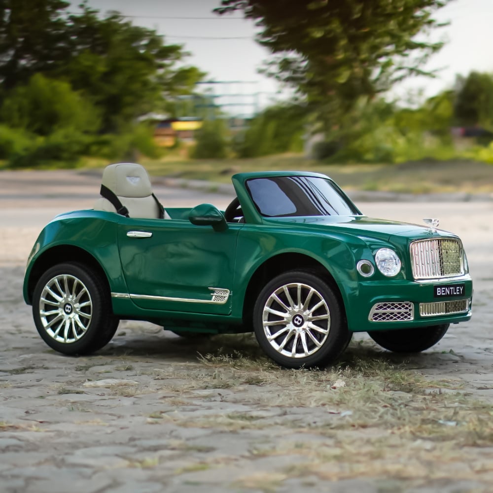 Masinuta electrica pentru copii Bentley Mulsanne 90W cu roti moi si scaun tapitat, verde [14]