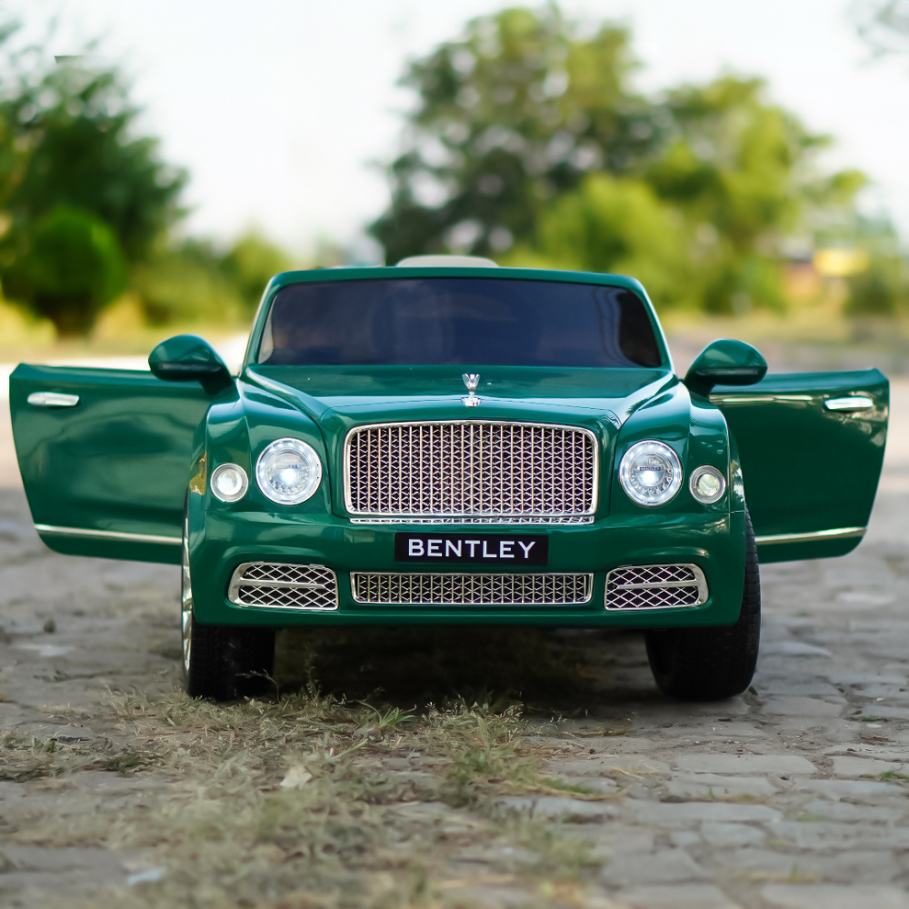 Masinuta electrica pentru copii Bentley Mulsanne 90W cu roti moi si scaun tapitat, verde [16]
