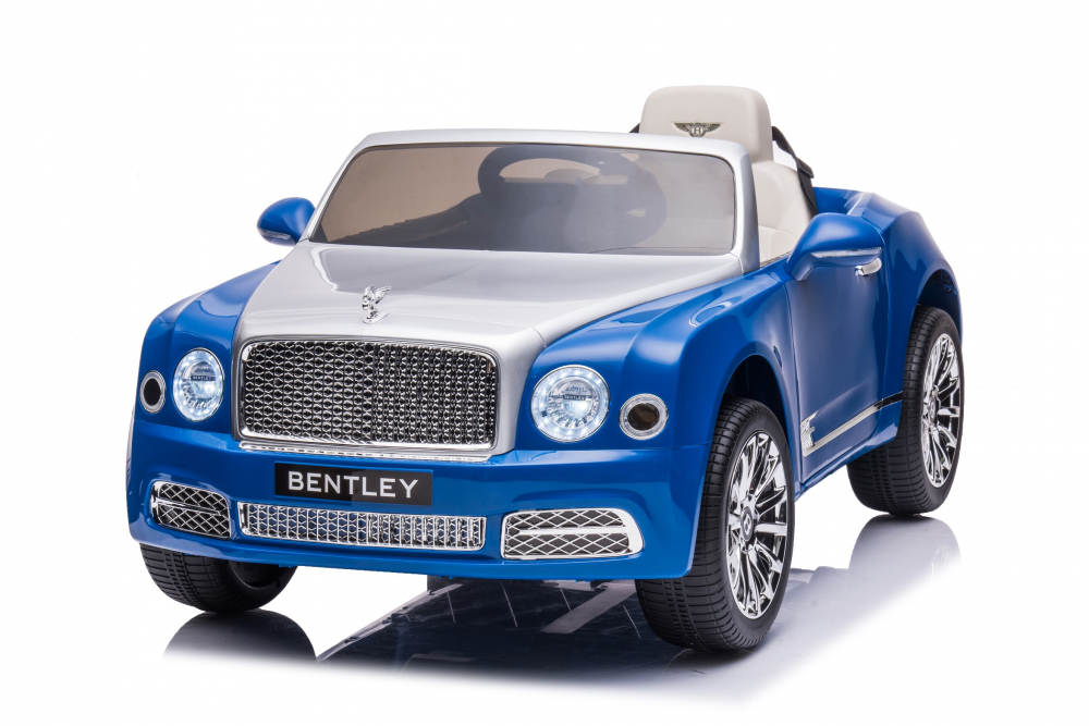 Masinuta electrica pentru copii Bentley Mulsanne 90W cu roti moi si scaun tapitat, albastru [4]