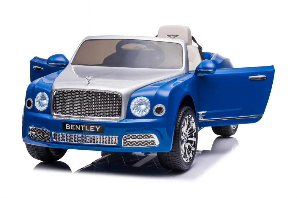 Masinuta electrica pentru copii Bentley Mulsanne 90W cu roti moi si scaun tapitat, albastru [9]