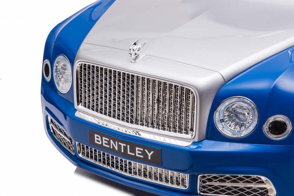 Masinuta electrica pentru copii Bentley Mulsanne 90W cu roti moi si scaun tapitat, albastru [36]