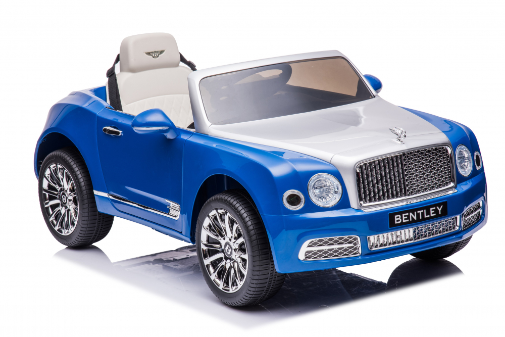 Masinuta electrica pentru copii Bentley Mulsanne 90W cu roti moi si scaun tapitat, albastru [12]