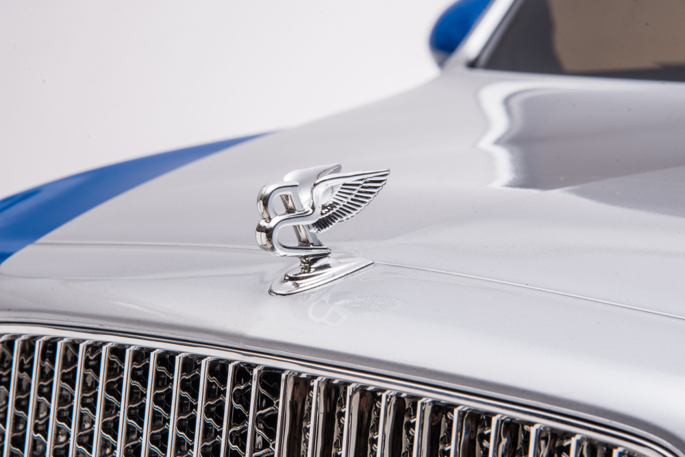 Masinuta electrica pentru copii Bentley Mulsanne 90W cu roti moi si scaun tapitat, albastru [21]