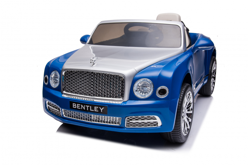 Masinuta electrica pentru copii Bentley Mulsanne 90W cu roti moi si scaun tapitat, albastru [17]