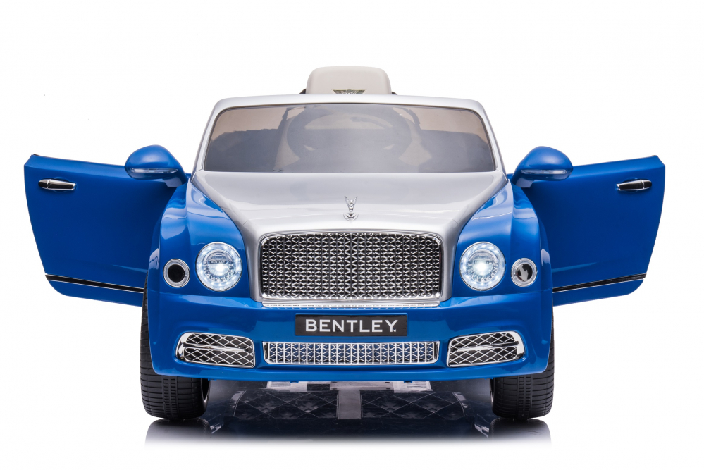 Masinuta electrica pentru copii Bentley Mulsanne 90W cu roti moi si scaun tapitat, albastru [8]
