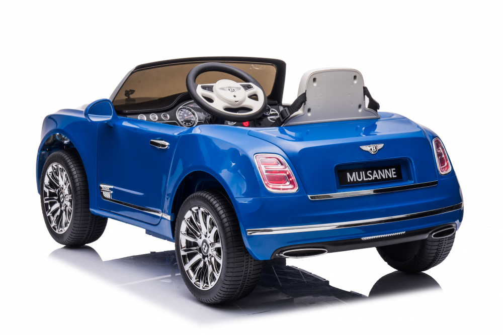 Masinuta electrica pentru copii Bentley Mulsanne 90W cu roti moi si scaun tapitat, albastru [5]