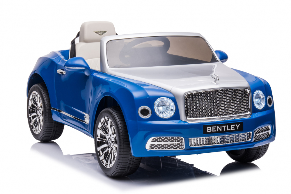 Masinuta electrica pentru copii Bentley Mulsanne 90W cu roti moi si scaun tapitat, albastru [7]