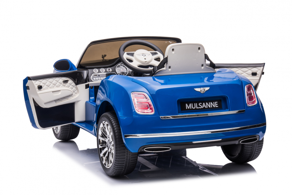 Masinuta electrica pentru copii Bentley Mulsanne 90W cu roti moi si scaun tapitat, albastru [10]