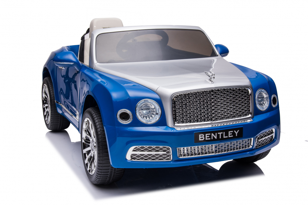 Masinuta electrica pentru copii Bentley Mulsanne 90W cu roti moi si scaun tapitat, albastru [14]