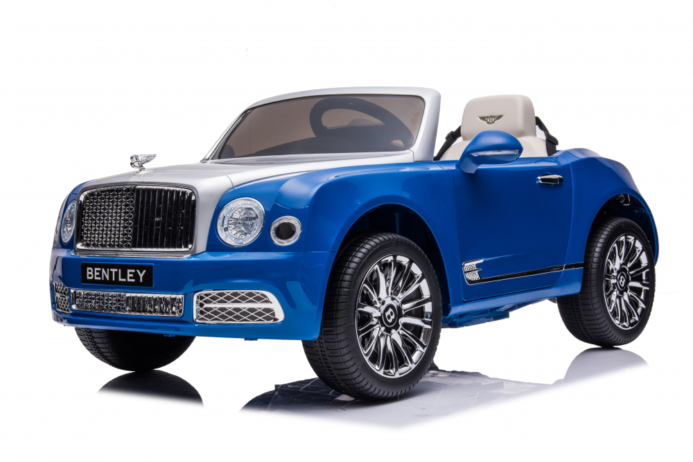 Masinuta electrica pentru copii Bentley Mulsanne 90W cu roti moi si scaun tapitat, albastru [16]