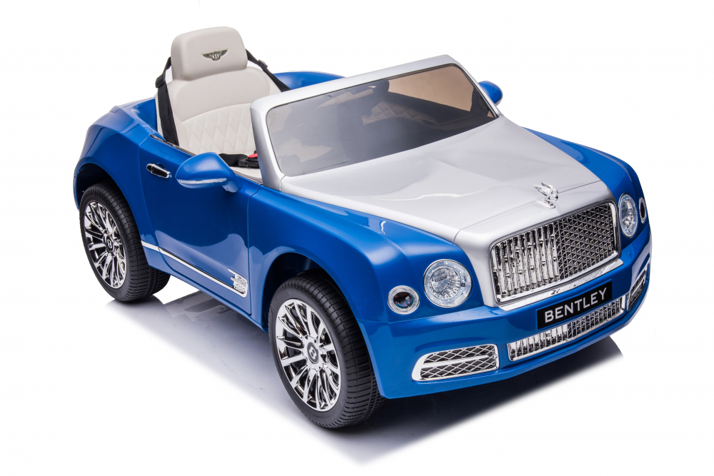 Masinuta electrica pentru copii Bentley Mulsanne 90W cu roti moi si scaun tapitat, albastru [13]