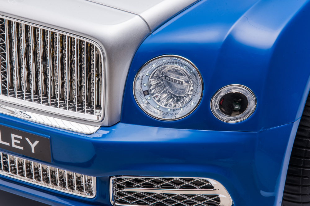 Masinuta electrica pentru copii Bentley Mulsanne 90W cu roti moi si scaun tapitat, albastru [22]