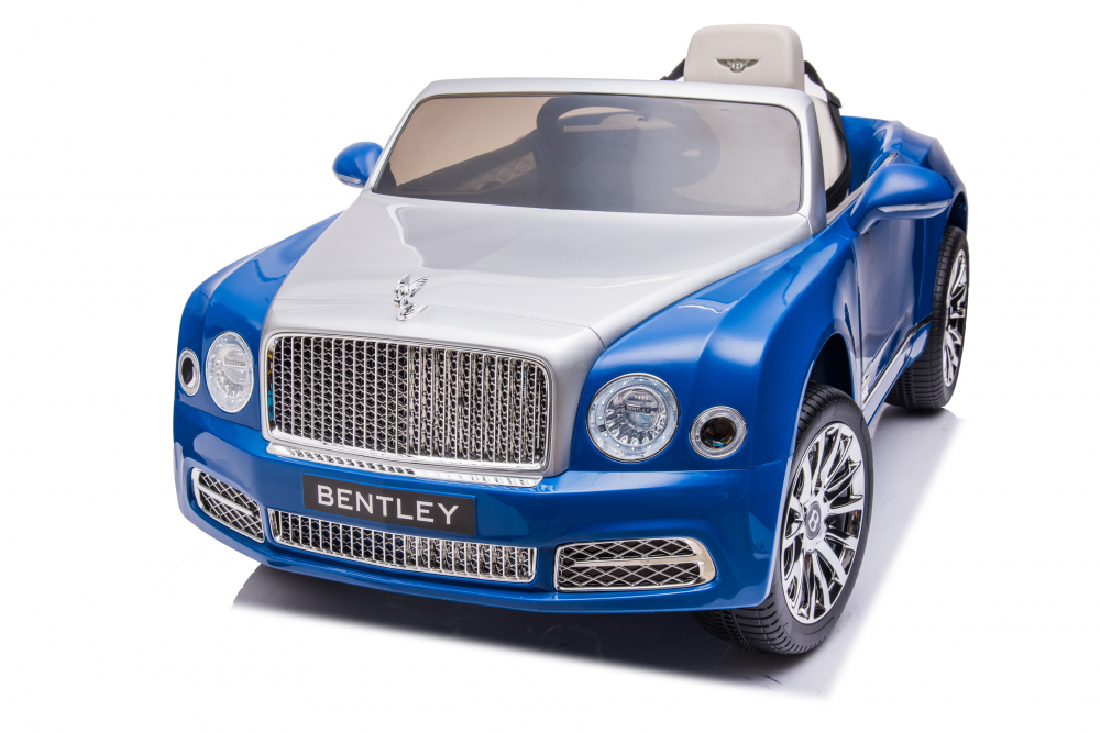 Masinuta electrica pentru copii Bentley Mulsanne 90W cu roti moi si scaun tapitat, albastru [20]