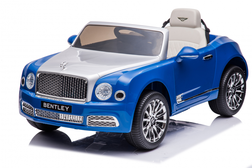 Masinuta electrica pentru copii Bentley Mulsanne 90W cu roti moi si scaun tapitat, albastru [15]