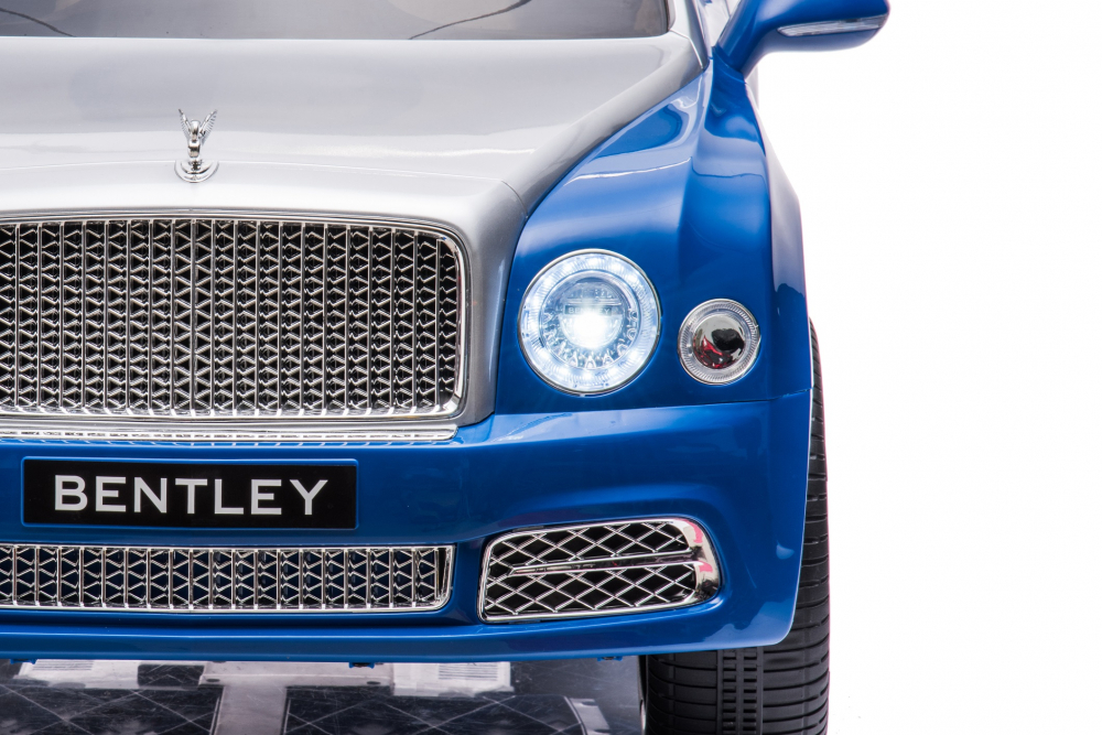 Masinuta electrica pentru copii Bentley Mulsanne 90W cu roti moi si scaun tapitat, albastru [32]