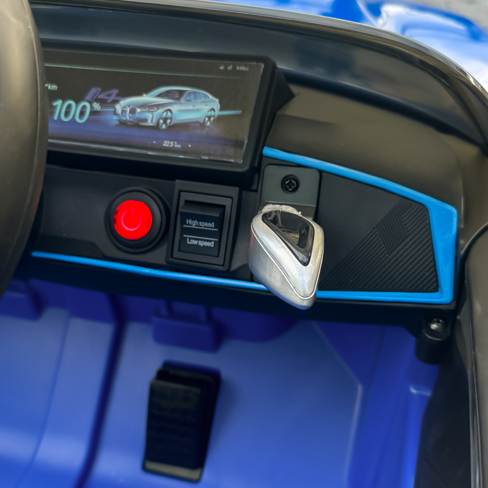 Masinuta electrica pentru copii, Bmw I4 70W 12V premium, bluetooth, roti EVA, scaun tapitat, culoare Albastru [16]