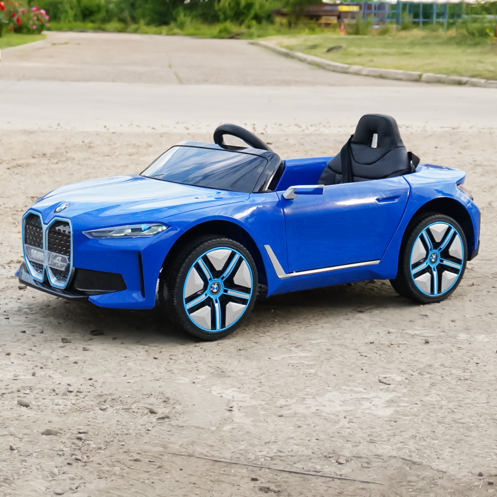Masinuta electrica pentru copii, Bmw I4 70W 12V premium, bluetooth, roti EVA, scaun tapitat, culoare Albastru [9]
