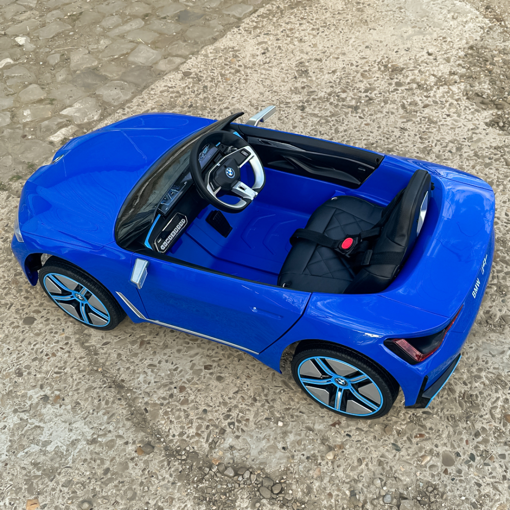 Masinuta electrica pentru copii, Bmw I4 70W 12V premium, bluetooth, roti EVA, scaun tapitat, culoare Albastru [11]