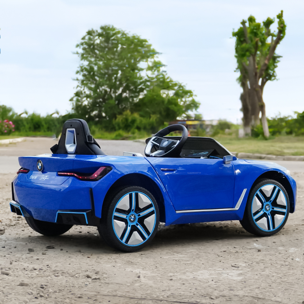 Masinuta electrica pentru copii, Bmw I4 70W 12V premium, bluetooth, roti EVA, scaun tapitat, culoare Albastru [6]