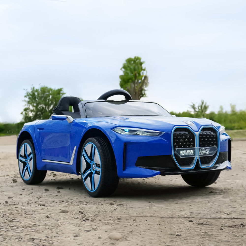 Masinuta electrica pentru copii, Bmw I4 70W 12V premium, bluetooth, roti EVA, scaun tapitat, culoare Albastru [3]