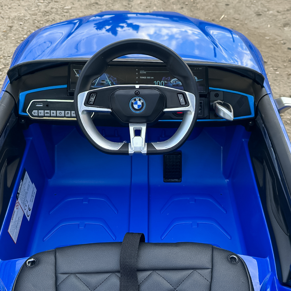 Masinuta electrica pentru copii, Bmw I4 70W 12V premium, bluetooth, roti EVA, scaun tapitat, culoare Albastru [12]