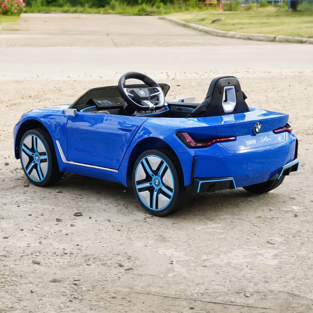 Masinuta electrica pentru copii, Bmw I4 70W 12V premium, bluetooth, roti EVA, scaun tapitat, culoare Albastru [8]