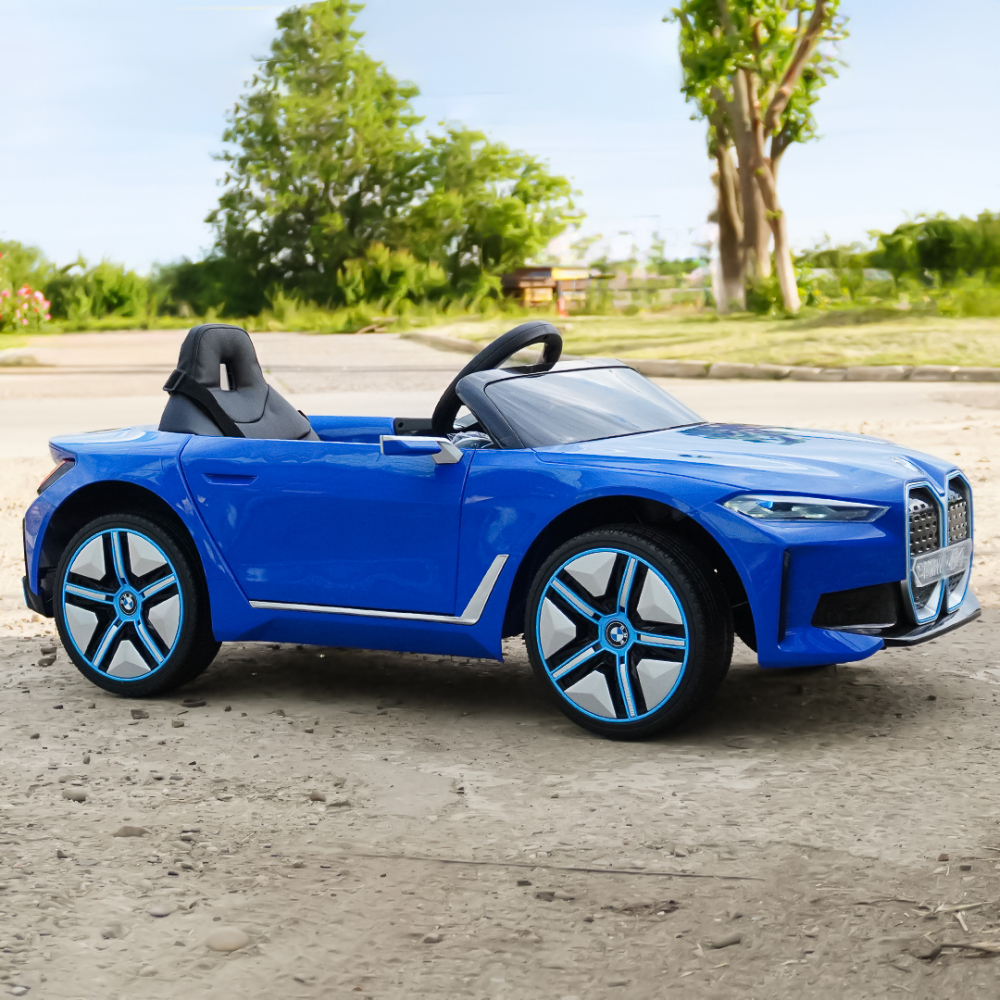Masinuta electrica pentru copii, Bmw I4 70W 12V premium, bluetooth, roti EVA, scaun tapitat, culoare Albastru [4]