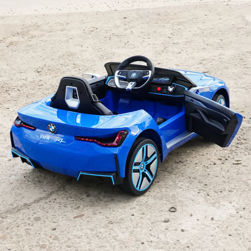Masinuta electrica pentru copii, Bmw I4 70W 12V premium, bluetooth, roti EVA, scaun tapitat, culoare Albastru [10]