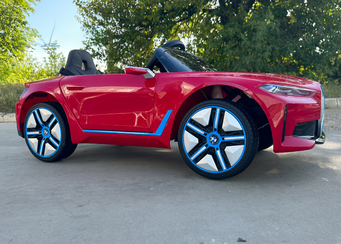 Masinuta electrica pentru copii, Bmw I4 70W 12V premium, scaun tapitat, roti EVA, bluetooth, culoare Rosu [6]