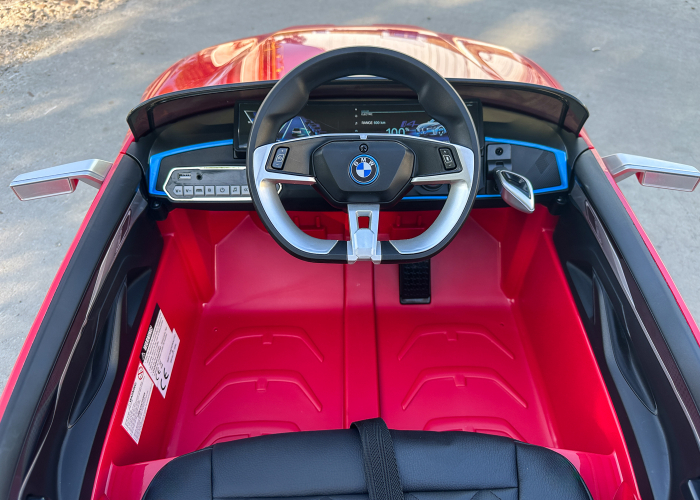 Masinuta electrica pentru copii, Bmw I4 70W 12V premium, scaun tapitat, roti EVA, bluetooth, culoare Rosu [12]
