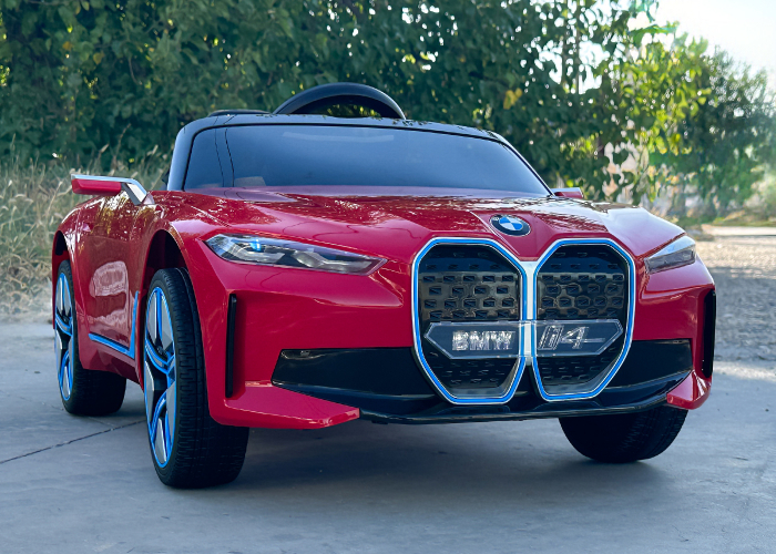 Masinuta electrica pentru copii, Bmw I4 70W 12V premium, scaun tapitat, roti EVA, bluetooth, culoare Rosu [2]