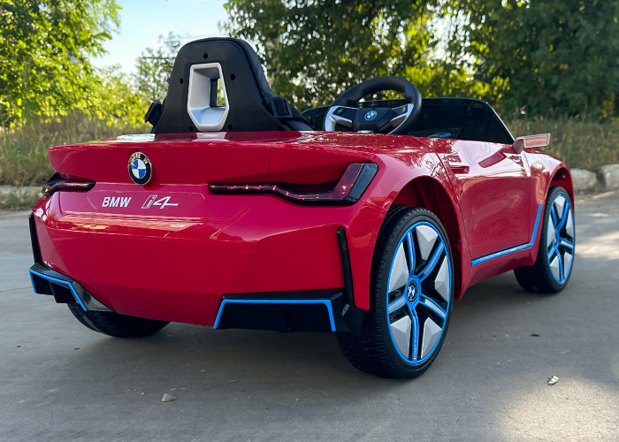 Masinuta electrica pentru copii, Bmw I4 70W 12V premium, scaun tapitat, roti EVA, bluetooth, culoare Rosu [8]