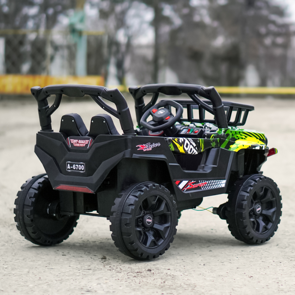 Masinuta electrica pentru copii, Kinderauto CAPE-X 4x4 100W, 12V, scaun tapitat, grafiti Green [9]