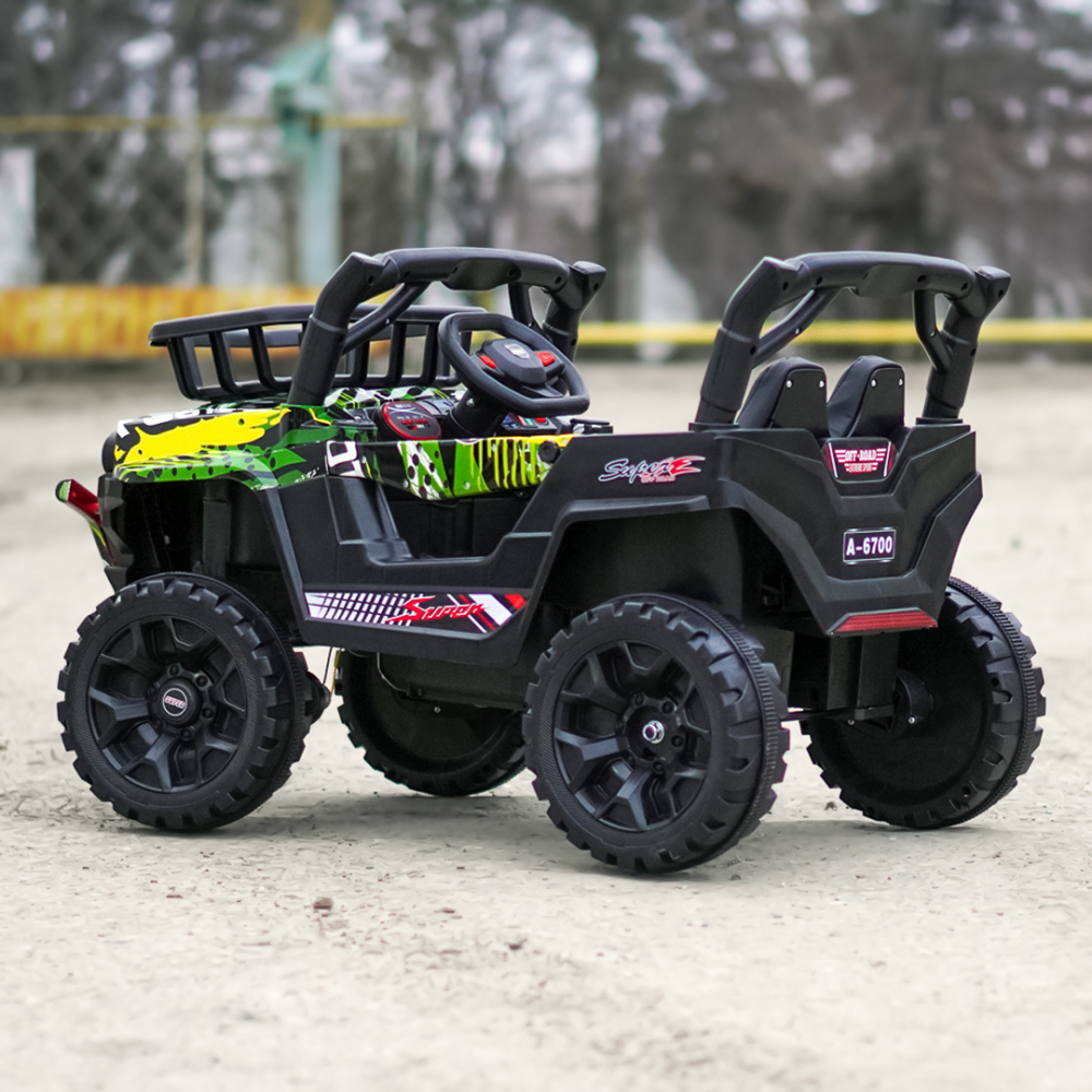 Masinuta electrica pentru copii, Kinderauto CAPE-X 4x4 100W, 12V, scaun tapitat, grafiti Green [7]