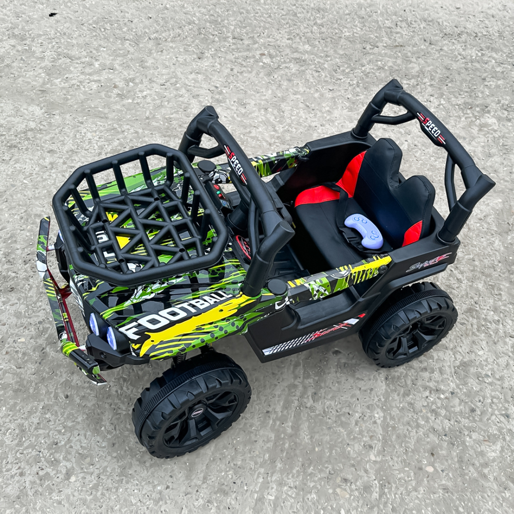 Masinuta electrica pentru copii, Kinderauto CAPE-X 4x4 100W, 12V, scaun tapitat, grafiti Green [11]