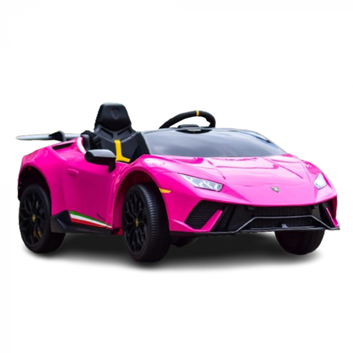 Masinuta electrica pentru copii, Lamborghini Huracan, telecomanda inclusa, 4×4, 120W, 12V, culoare roz